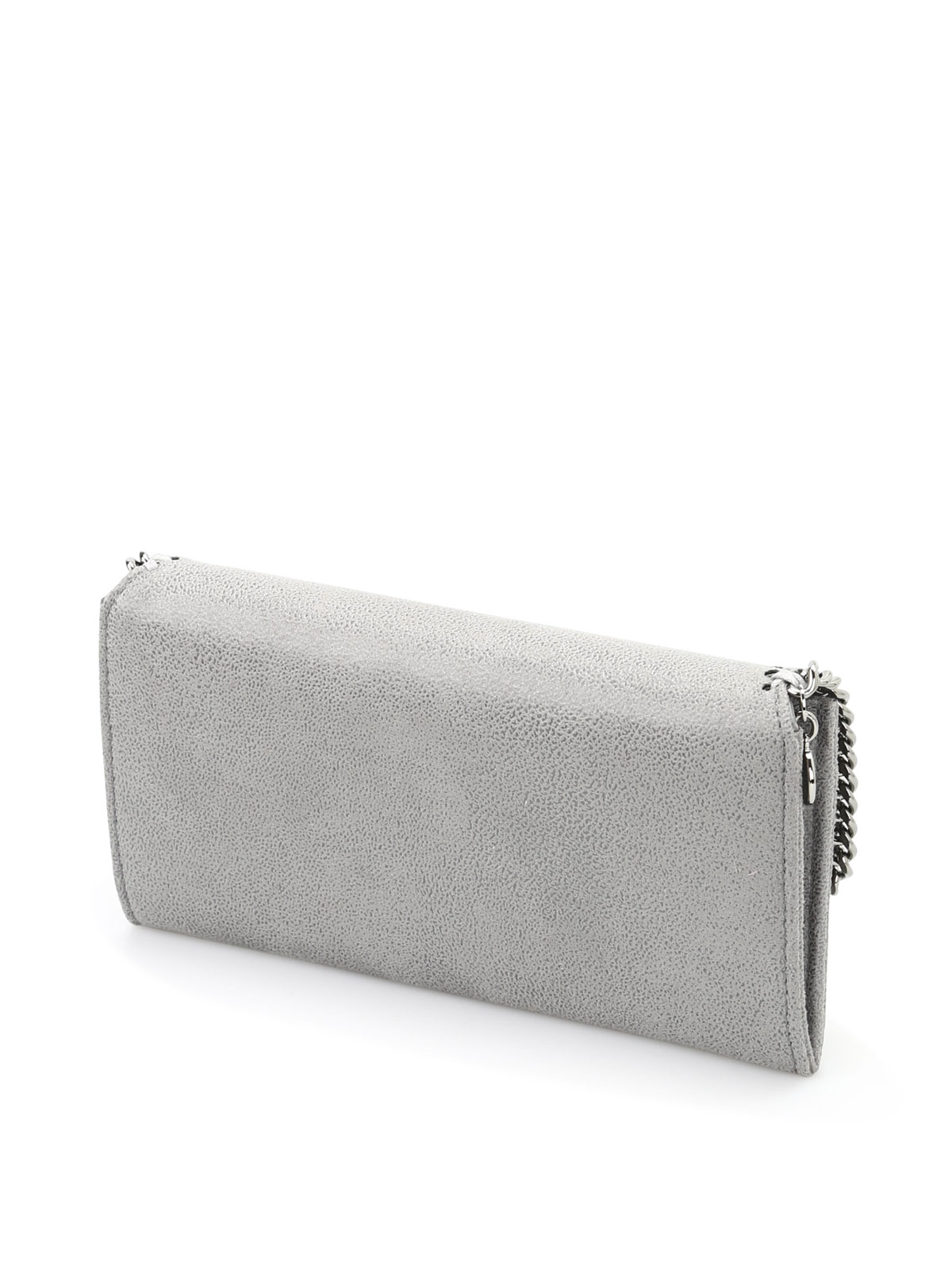 Shop Stella Mccartney Chain Detailed Continental Wallet In Gris